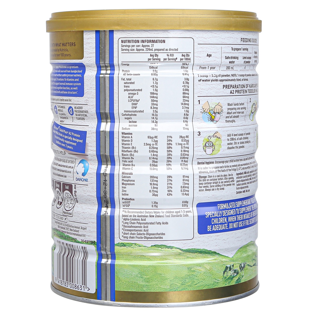 Sữa Karicare Gold Plus A2 Protein số 3 900g - mặt phải