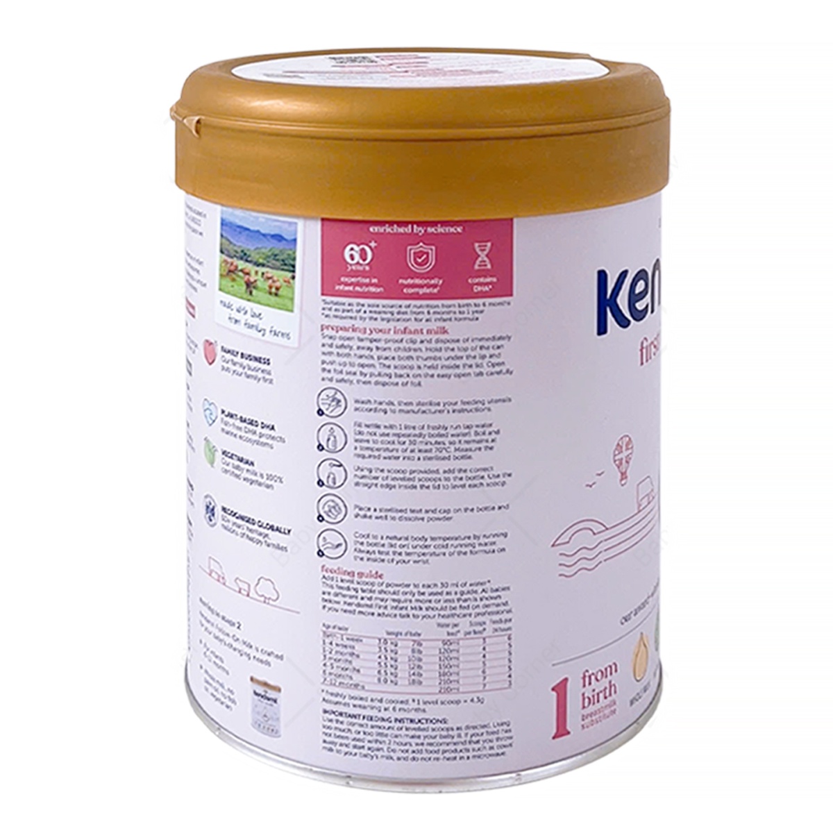 Sữa công thức nguyên kem Kendamil Classic số 1 (cho bé 0-6M) 800g - mặt phải
