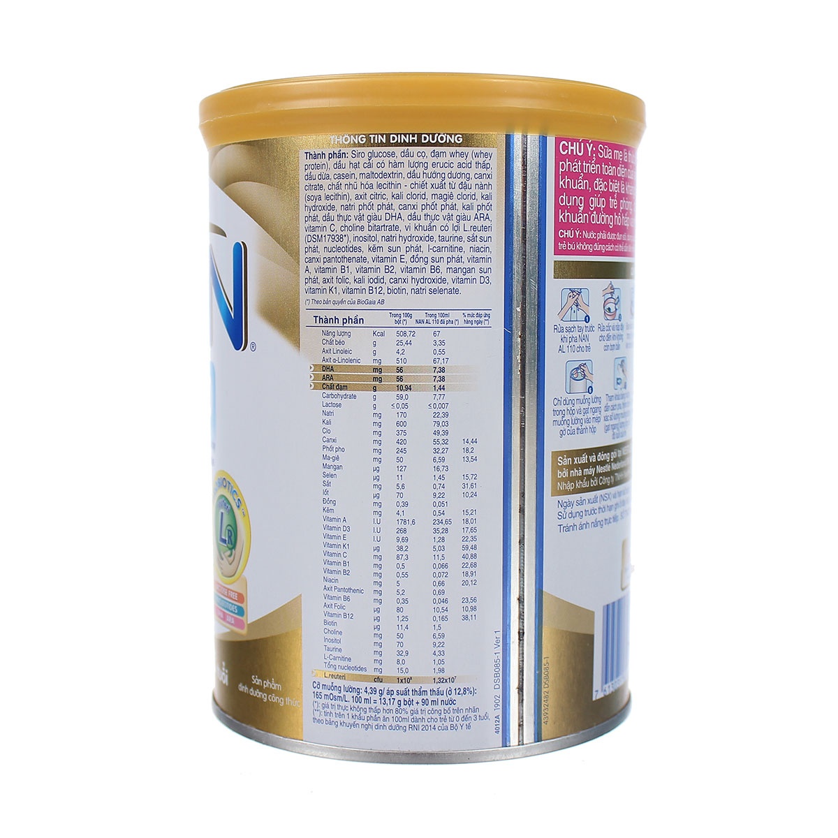 Sữa Nan AL110 400g (0 - 3 tuổi) - góc nghiêng