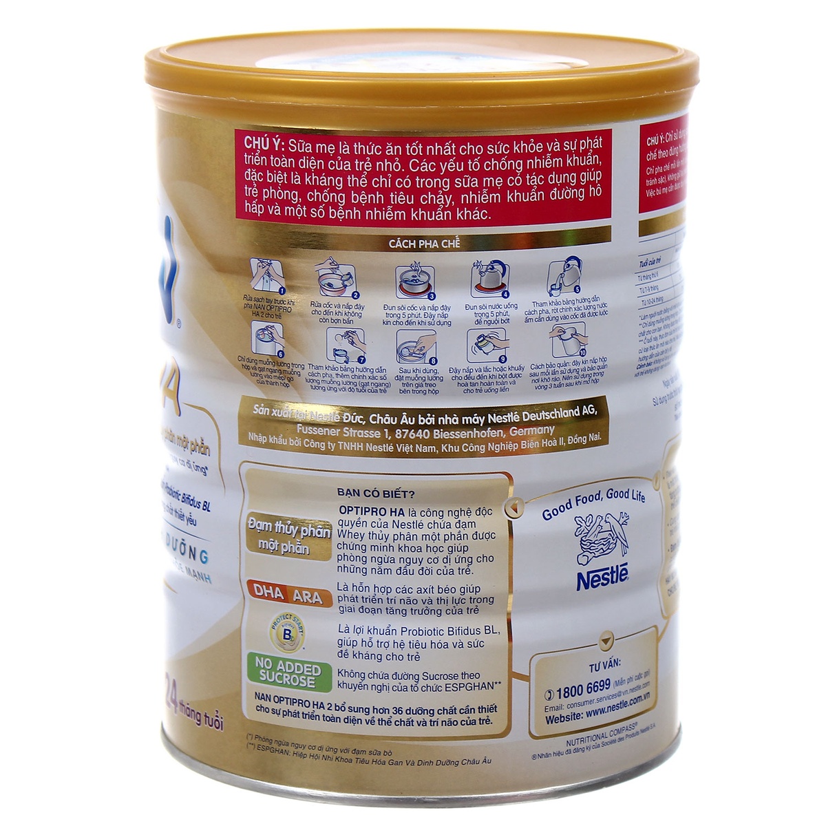Sữa bột Nan HA số 2 (800g) - mặt phải