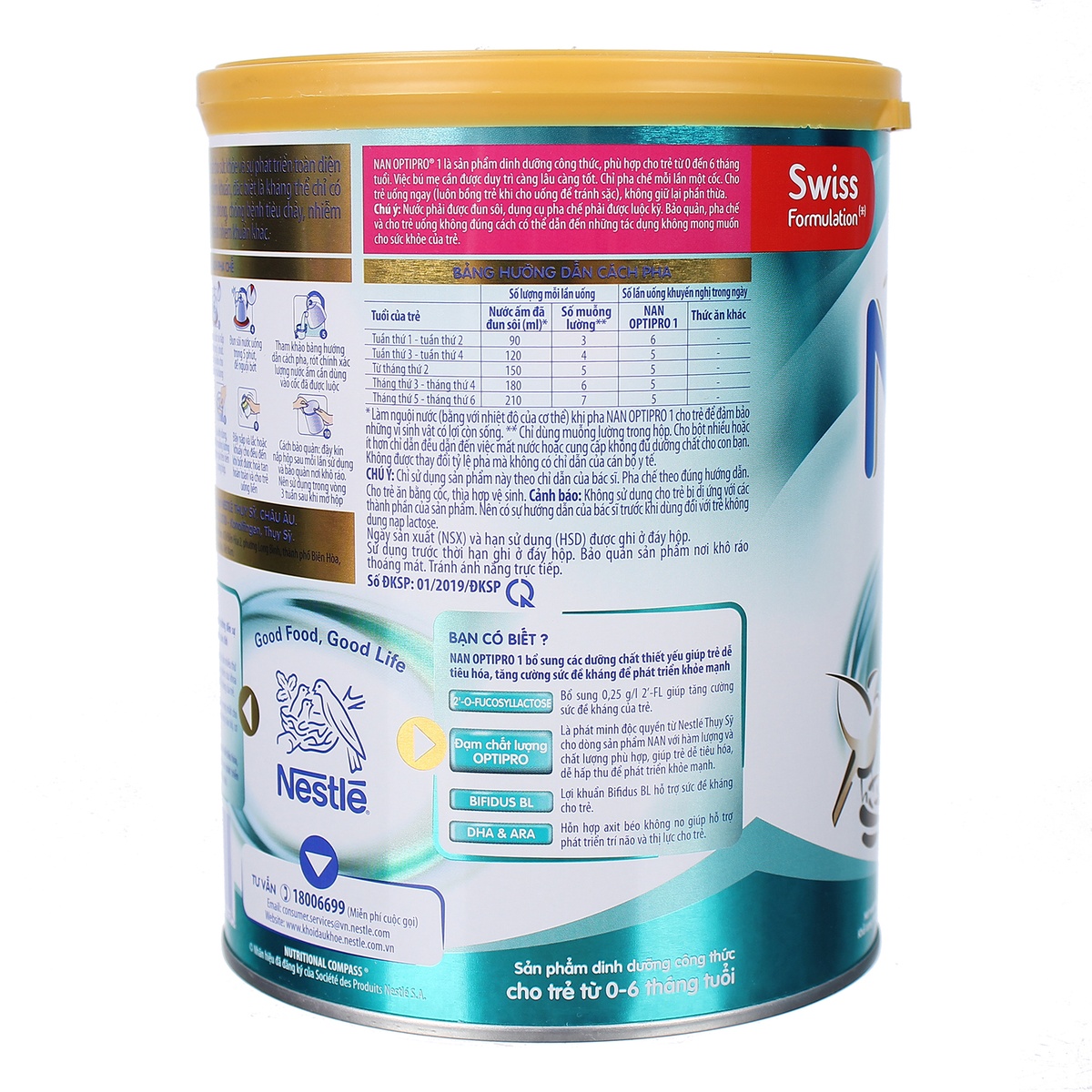Sữa Nan HMO Optipro 1 800g (0 - 6 tháng) - mặt trái
