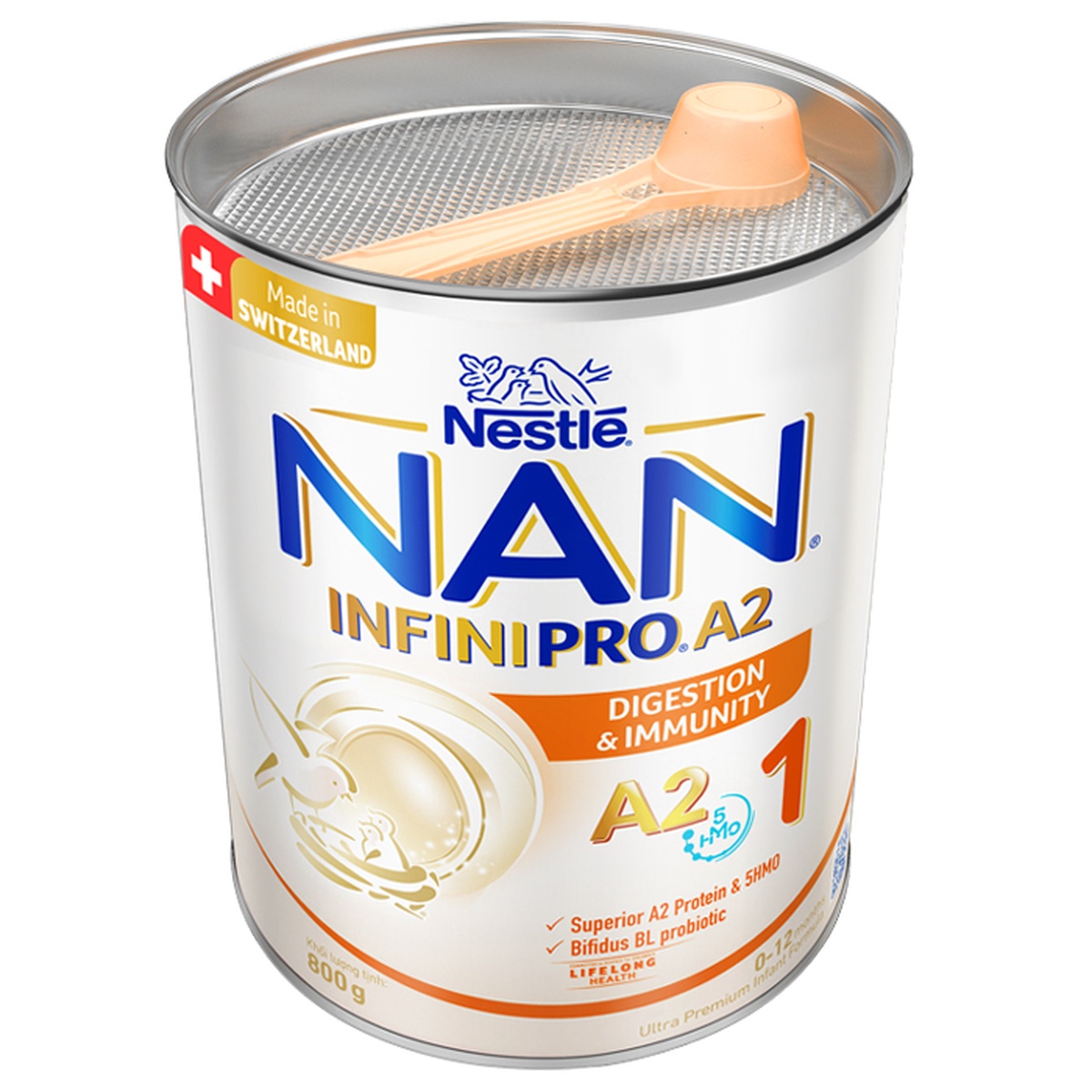 Sữa Nan InfiniPro A2 số 1 (cho bé 0-12 tháng) 800g - góc nghiêng