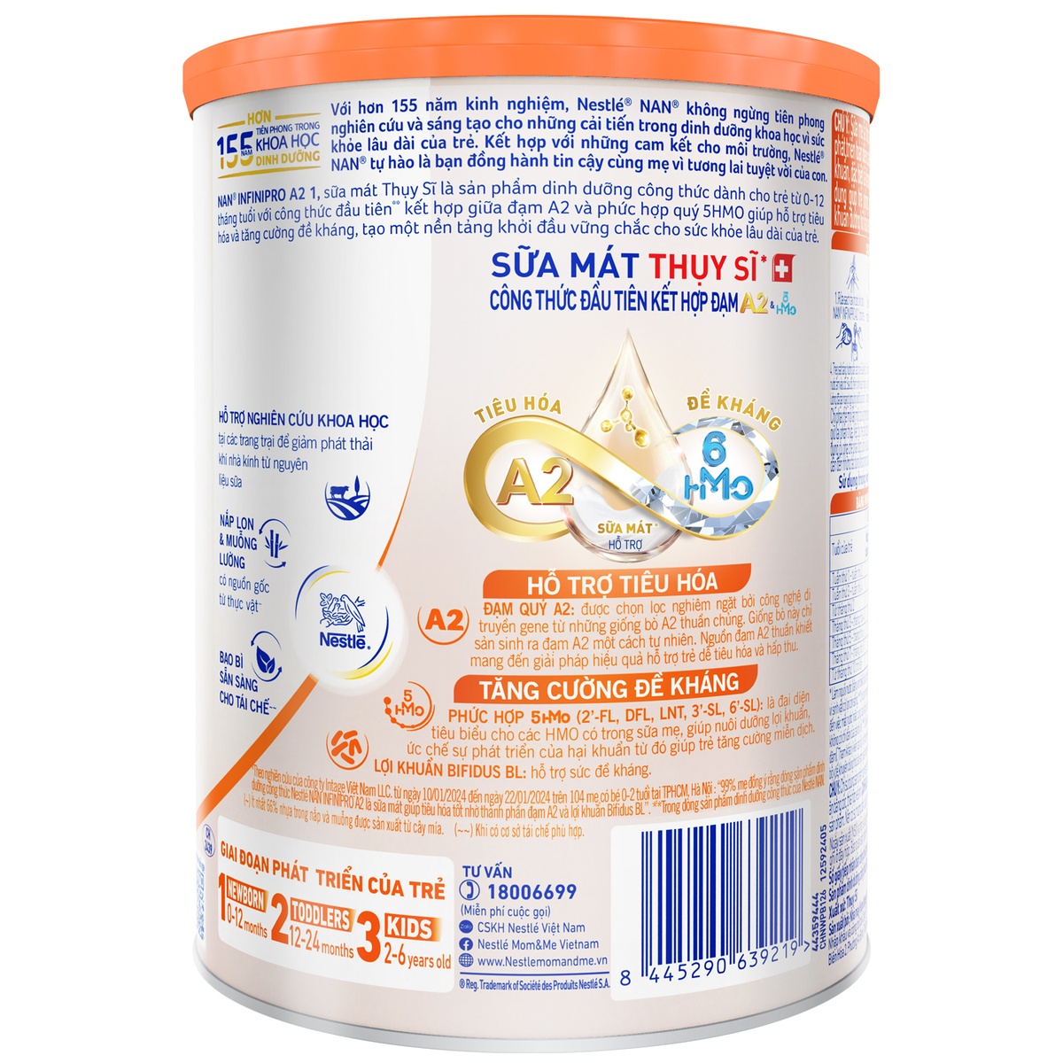 Sữa Nan InfiniPro A2 số 1 (cho bé 0-12 tháng) 400g - mặt trái