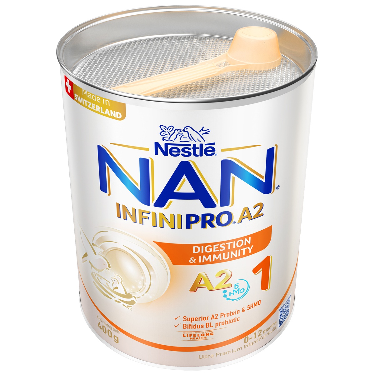 Sữa Nan InfiniPro A2 số 1 (cho bé 0-12 tháng) 400g - góc nghiêng