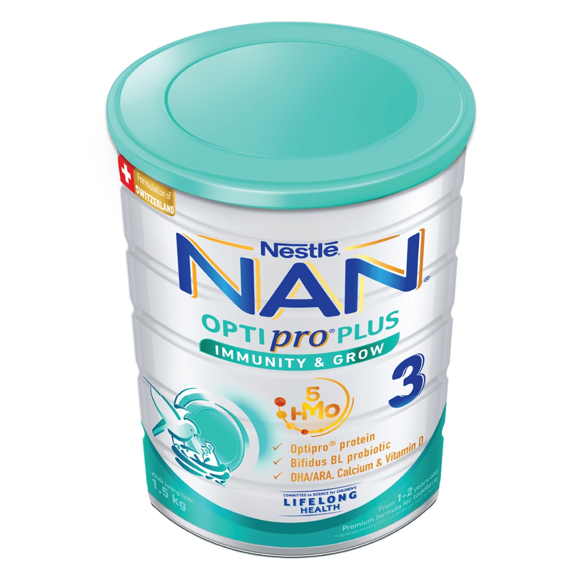 Sữa Nan Optipro Plus số 3 5HMO (cho bé 1-2 tuổi) 1.5kg - mặt sau