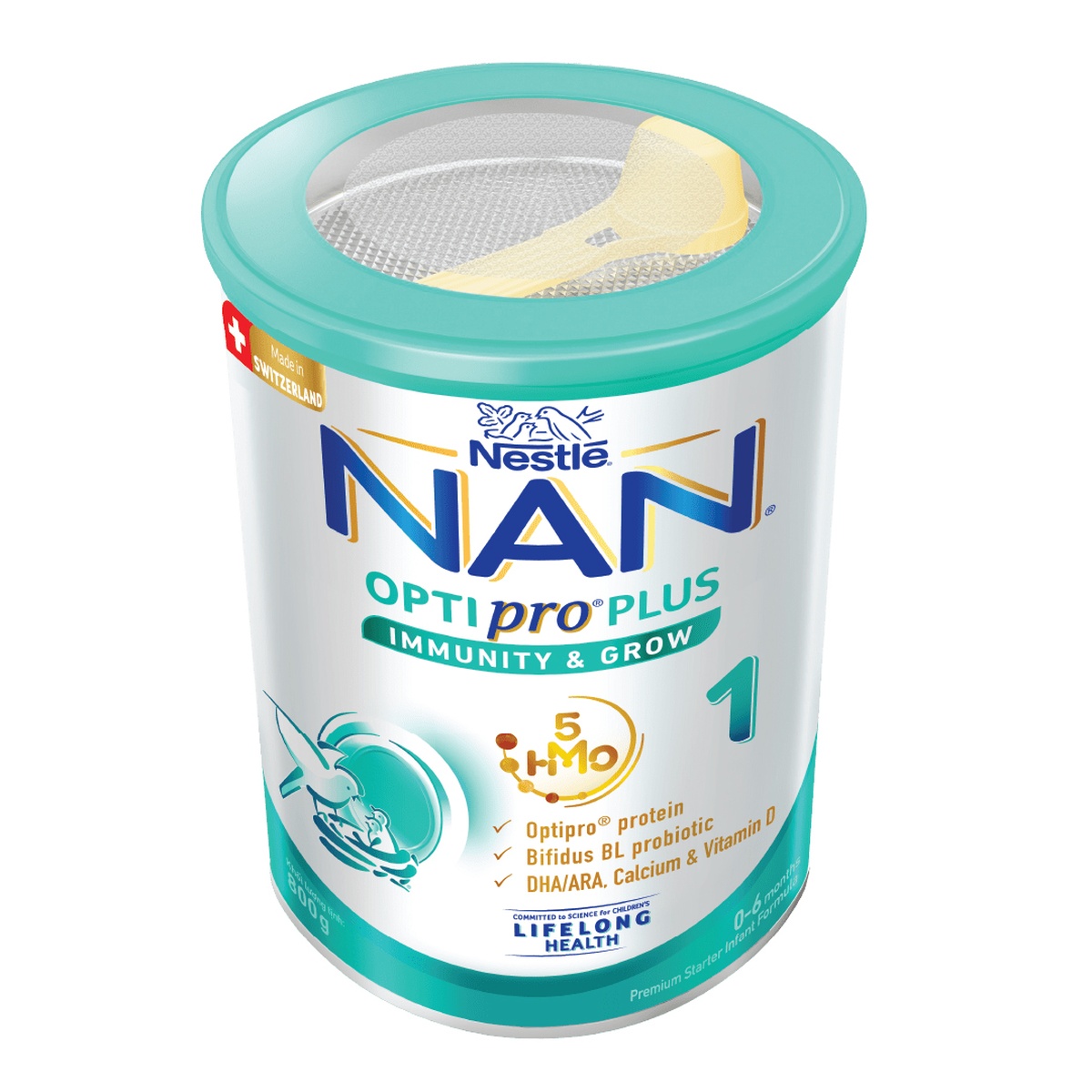 Sản phẩm dinh dưỡng công thức Nan Optipro Plus số 1 5HMO 800g cho bé 0-6 tháng tuổi - mặt trái