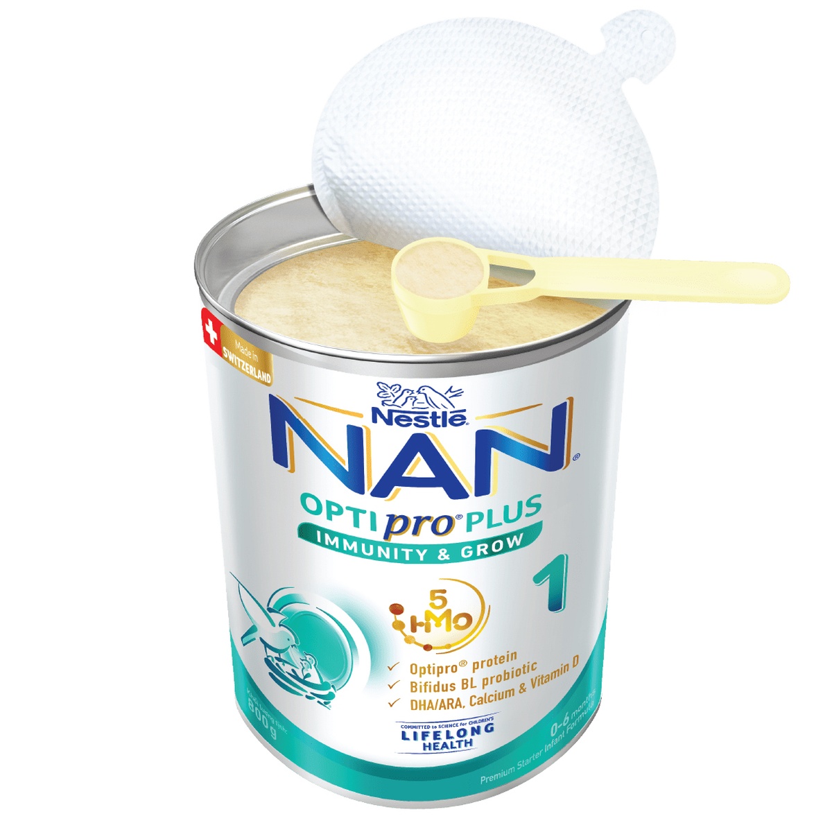 Sản phẩm dinh dưỡng công thức Nan Optipro Plus số 1 5HMO 800g cho bé 0-6 tháng tuổi - mặt phải