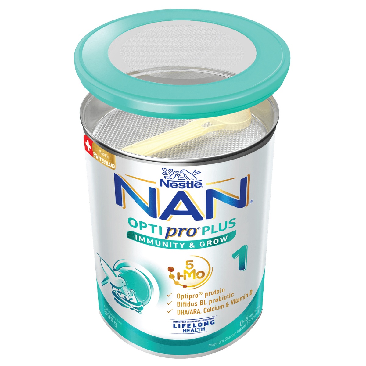 Sản phẩm dinh dưỡng công thức Nan Optipro Plus số 1 5HMO 800g cho bé 0-6 tháng tuổi - mặt sau