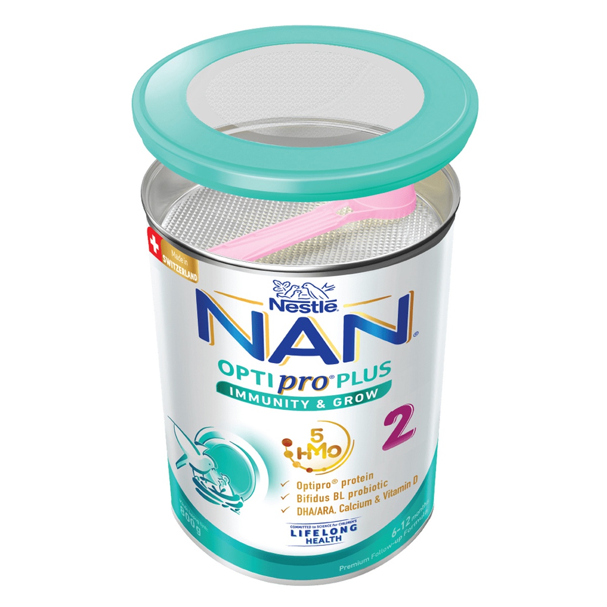 Sản phẩm dinh dưỡng công thức Nan Optipro Plus số 2 5HMO 800g cho bé 6-12 tháng tuổi - mặt trái