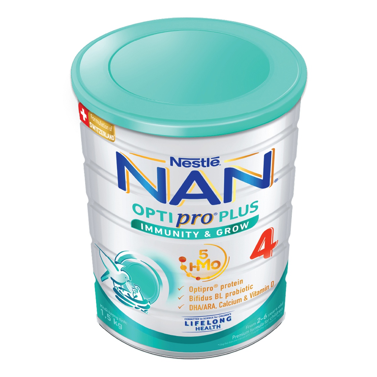 Sữa Nan Optipro Plus số 4 5HMO (cho bé 2-6 tuổi) 1.5kg - mặt sau