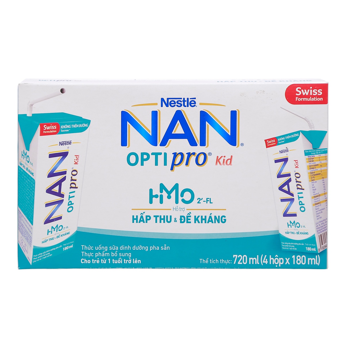 Sữa Nan Optipro pha sẵn  Kid HMO 4x180ml cho bé từ 1 tuổi trở lên - mặt trái