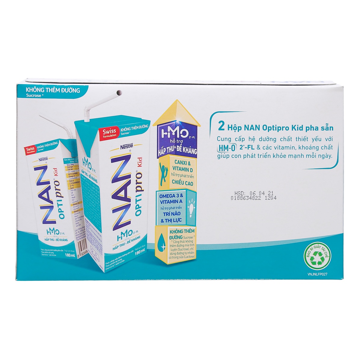 Sữa Nan Optipro pha sẵn  Kid HMO 4x180ml cho bé từ 1 tuổi trở lên - mặt phải