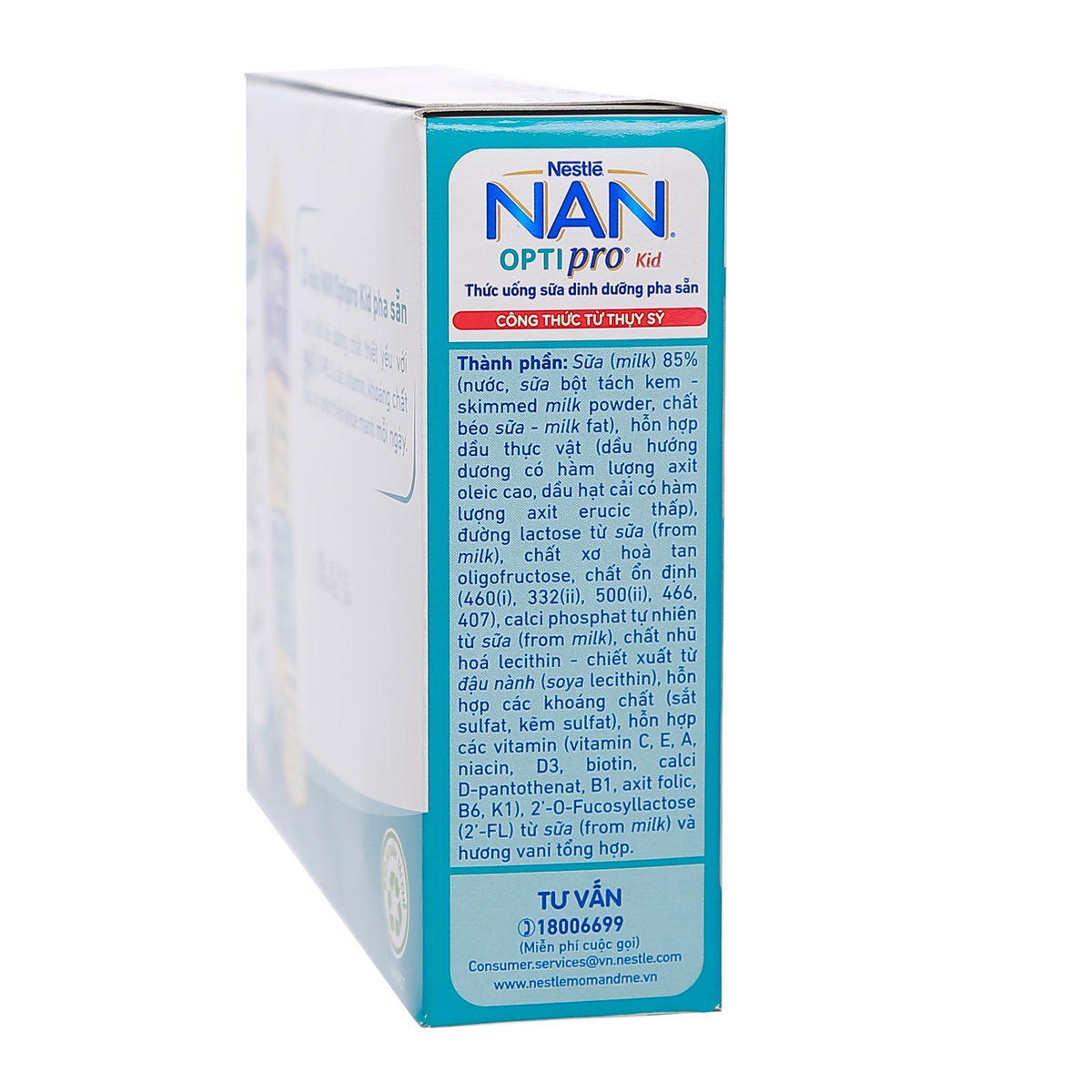 Sữa Nan Optipro pha sẵn  Kid HMO 4x180ml cho bé từ 1 tuổi trở lên - góc nghiêng