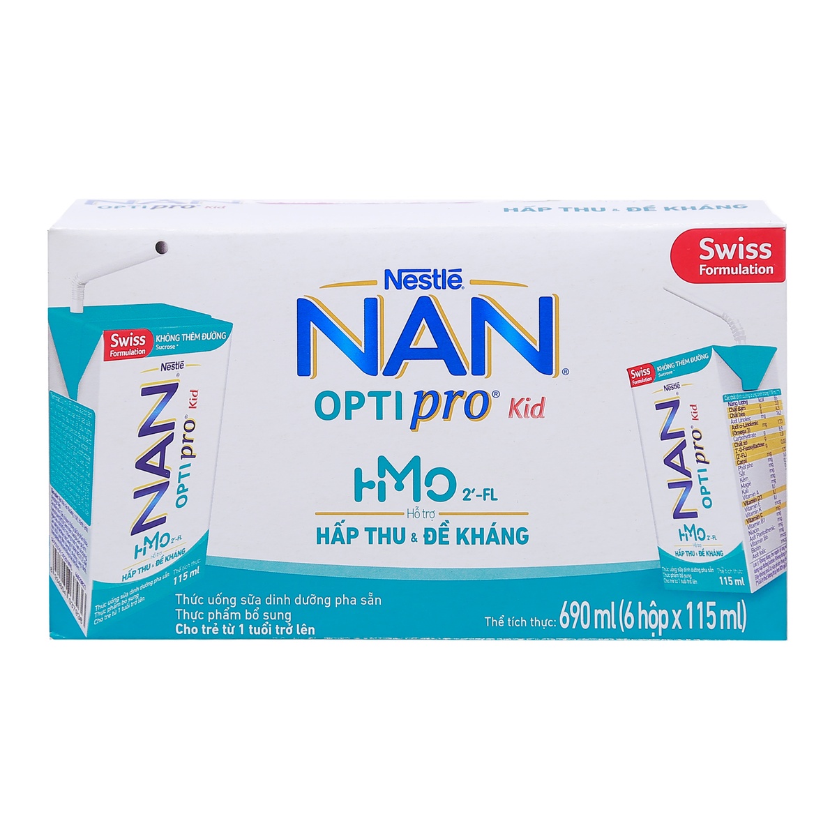 Sữa Nan Optipro Kid HMO 6x115ml cho bé từ 1 tuổi trở lên - mặt trái
