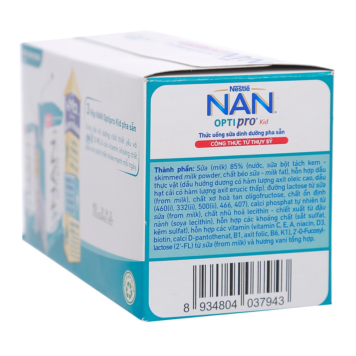 Sữa Nan Optipro Kid HMO 6x115ml cho bé từ 1 tuổi trở lên - mặt sau