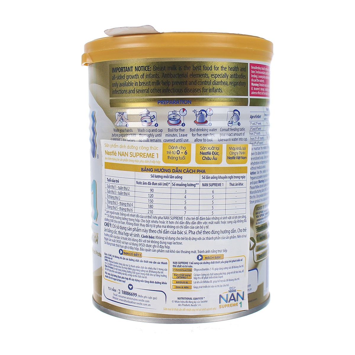 Sữa Nan Supreme số 1 400g (0-6 tháng) - mặt phải