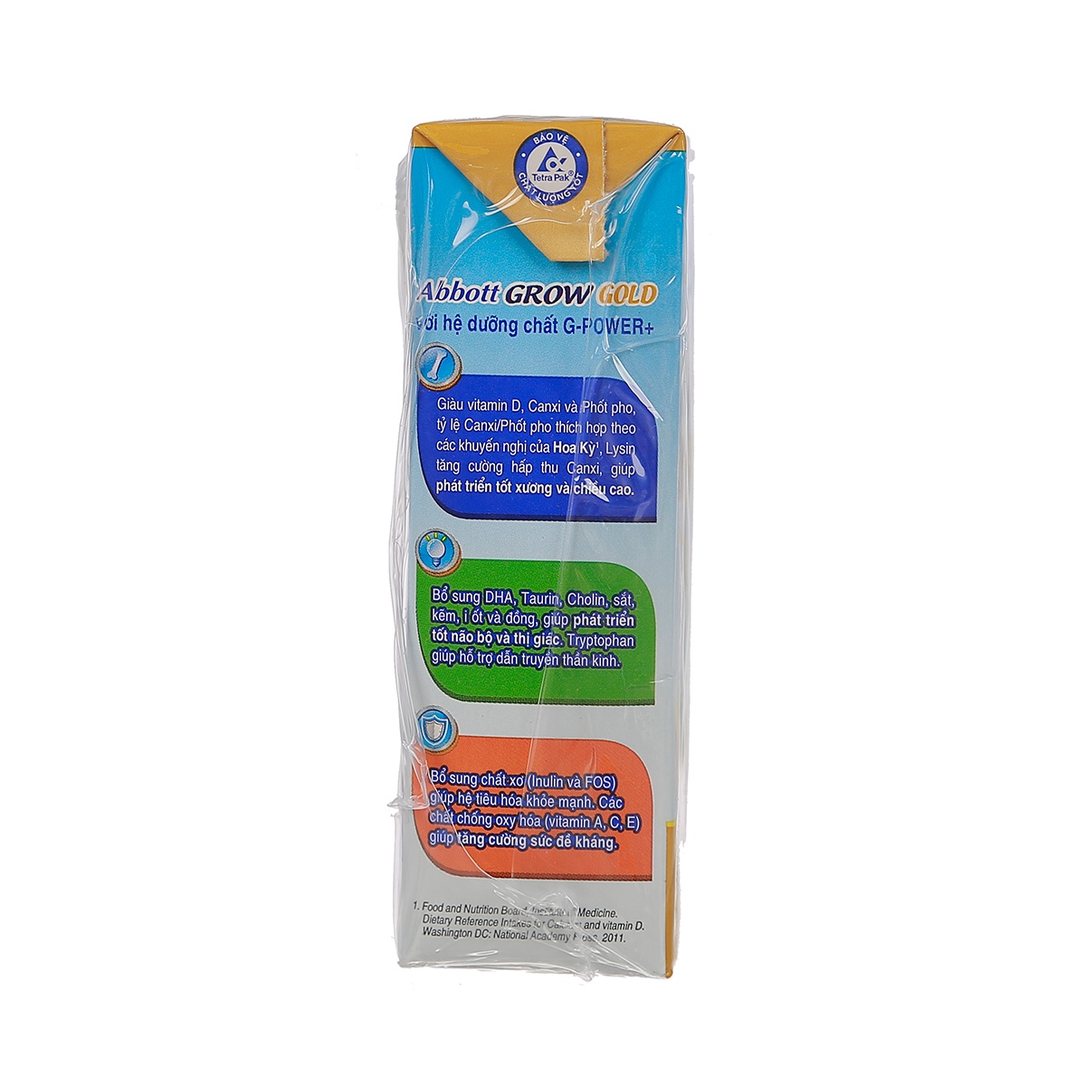 Sữa nước Abbott Grow Gold hương vani (4x180ml) cho bé từ 1 tuổi trở lên - mặt sau
