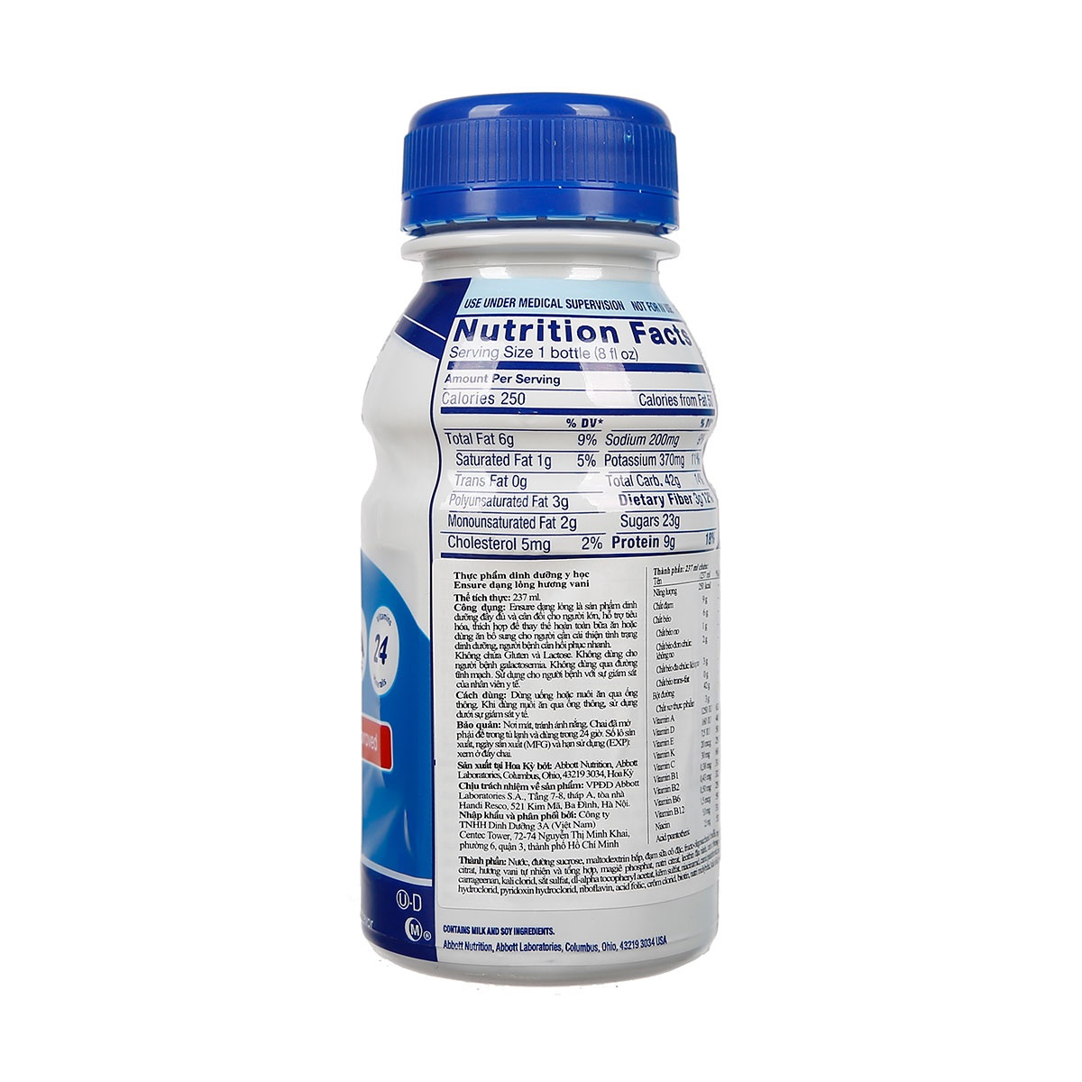 Sữa Ensure nước hương vị Vani 237ml - mặt trái