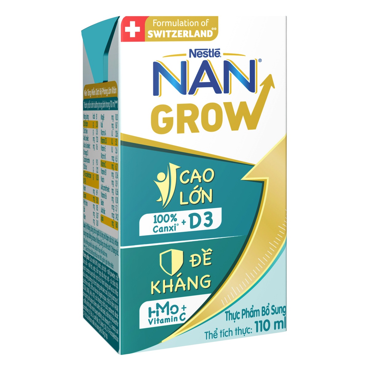 Sữa nước Nan Grow (cho trẻ từ 12 tháng) 4x110ml - mặt sau