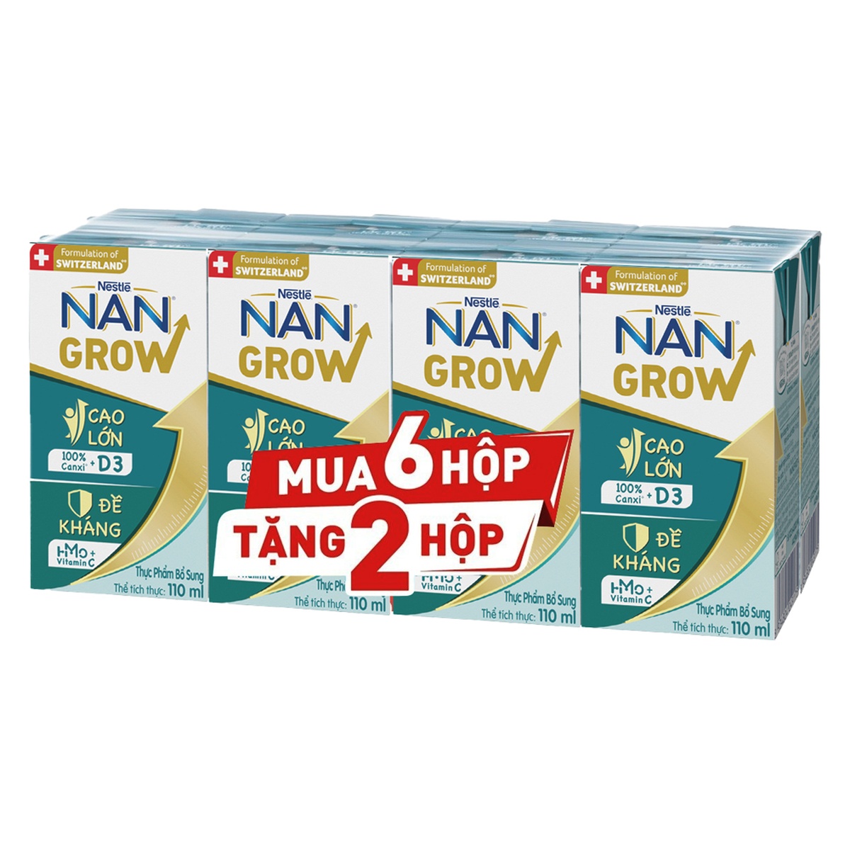 Sữa nước Nan Grow 8x110ml (cho trẻ từ 12 tháng ) - mặt trái