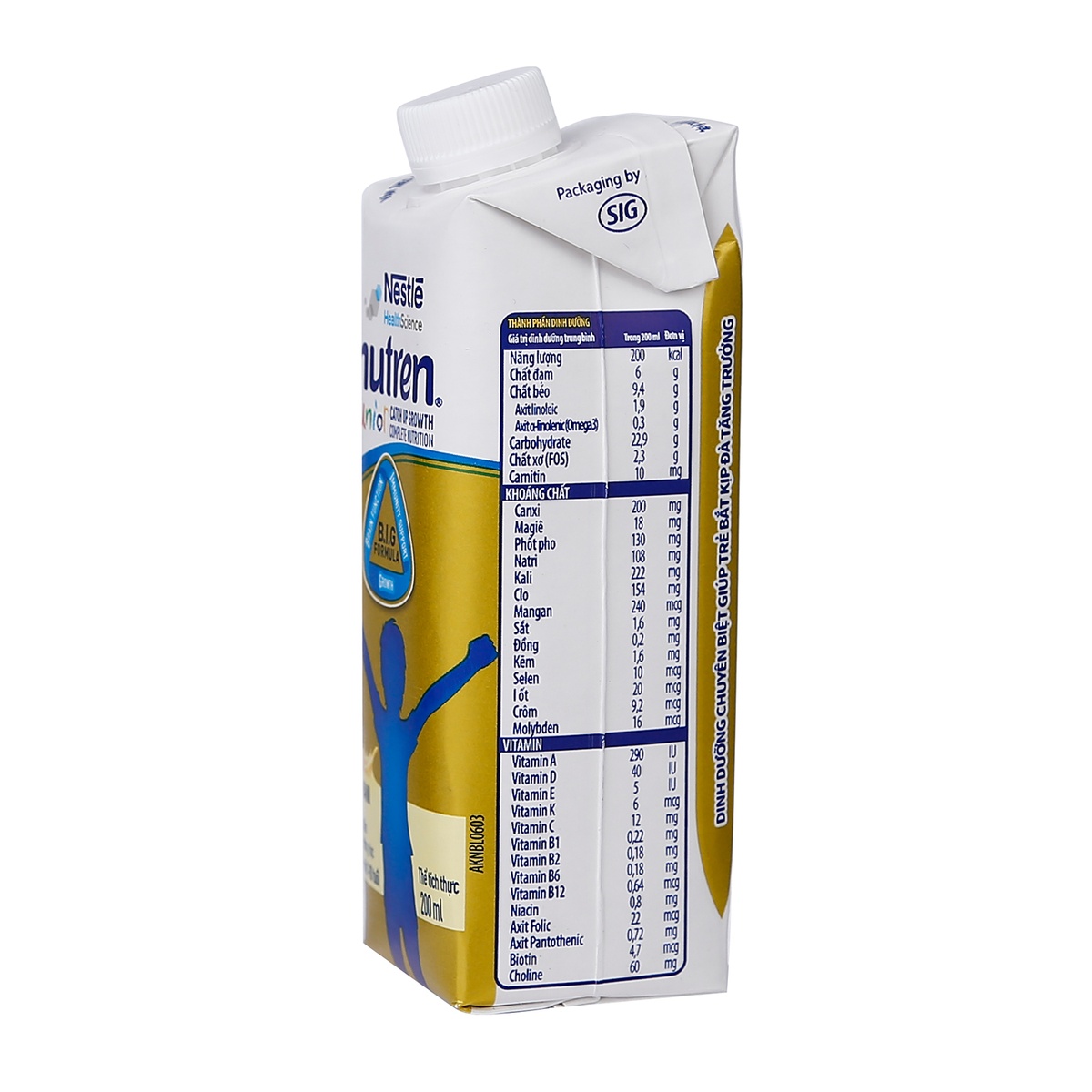 Sữa nước Nutren Junior pha sẵn RTD 200ml - mặt phải