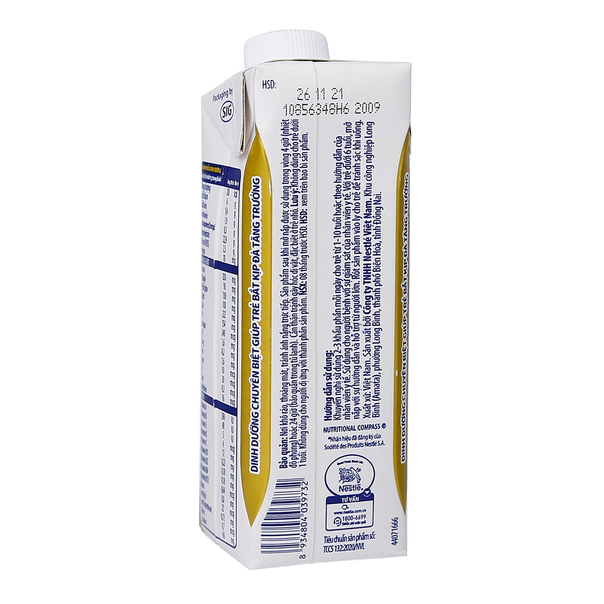 Sữa nước Nutren Junior pha sẵn RTD 200ml - mặt sau