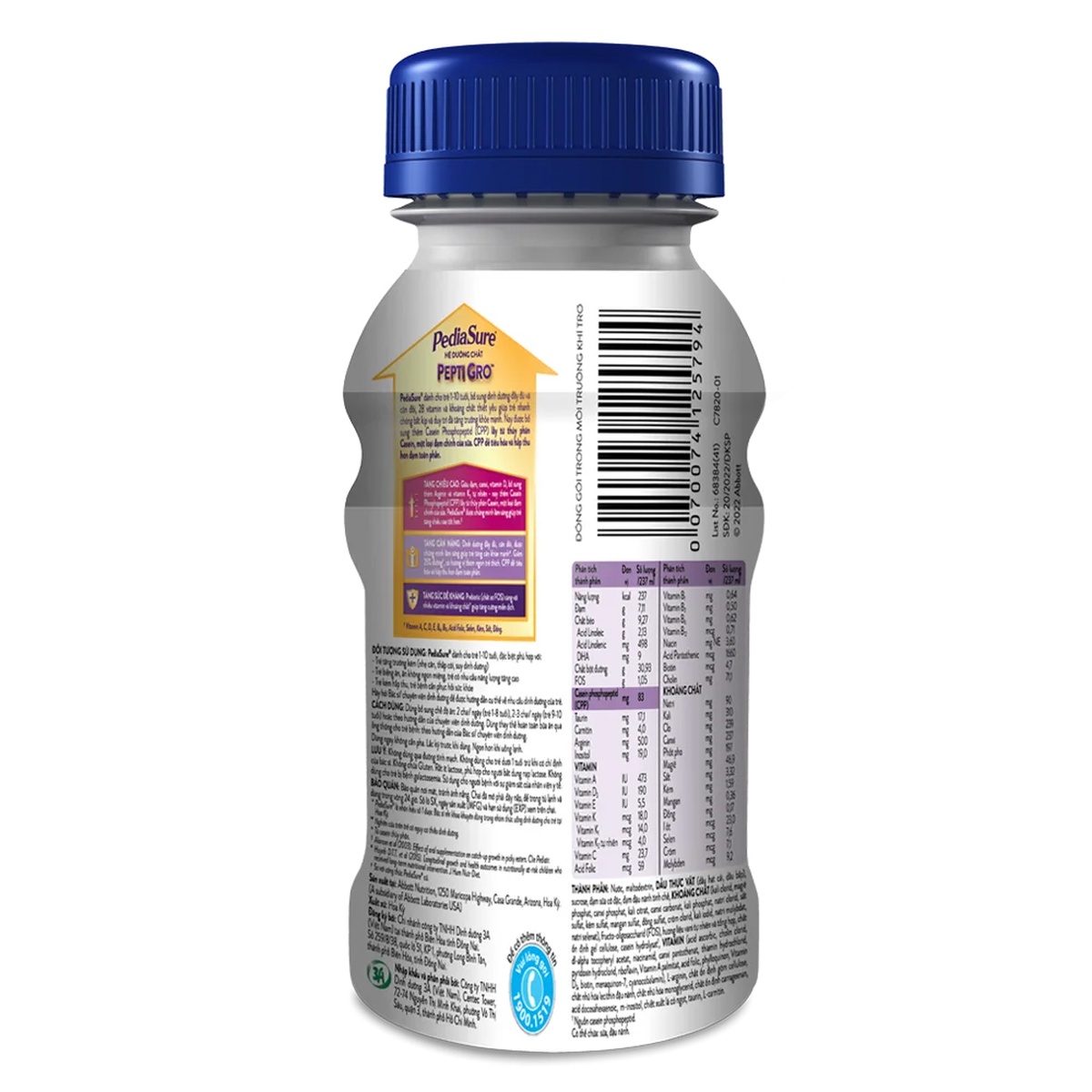 Sữa nước PediaSure BA 1+ hương Vani 237ml cho bé từ 1-10 tuổi - mặt phải