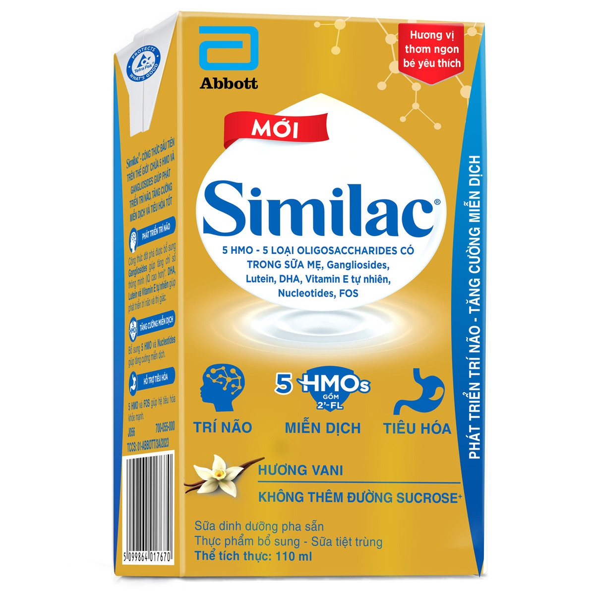Sữa nước Similac Eye-Q HMO hương vani 4x110ml cho bé trên 1 tuổi - góc nghiêng