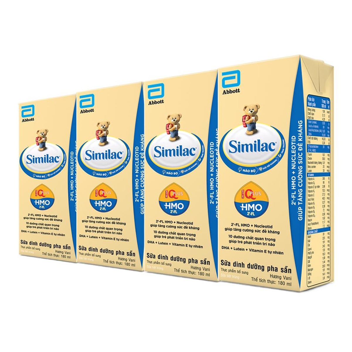 Sữa nước Similac Eye-Q HMO hương vani 4x180ml cho trẻ từ 2-6 tuổi - mặt trái