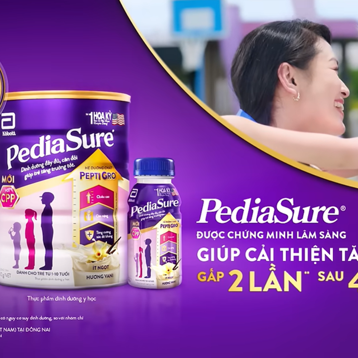 Thực phẩm dinh dưỡng y học Pediasure BA ít ngọt 380g (cho trẻ 1-10 tuổi) - video