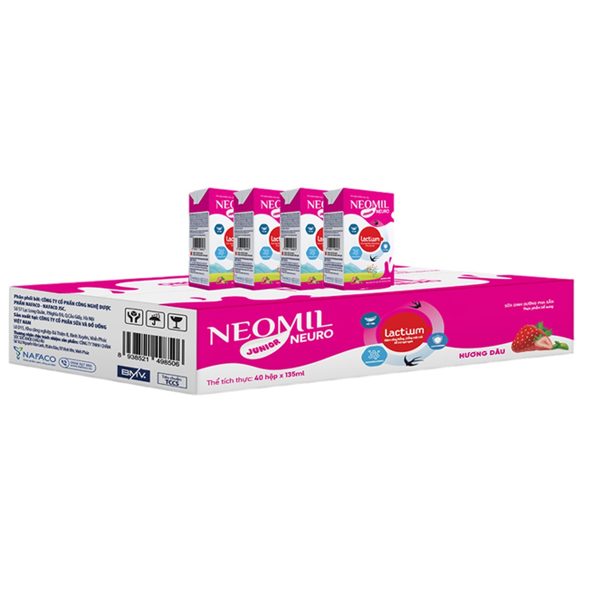 Sữa pha sẵn Neomil Neuro Junior vị dâu 4*135ml - mặt trái