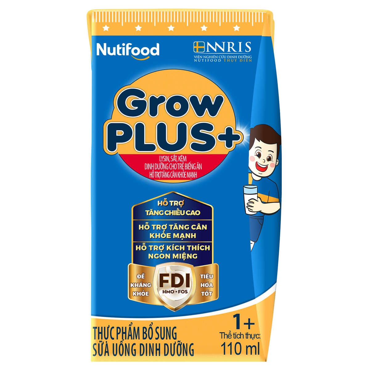 Sữa pha sẳn Nutifood GrowPlus+ Xanh 4*110ml - mặt sau