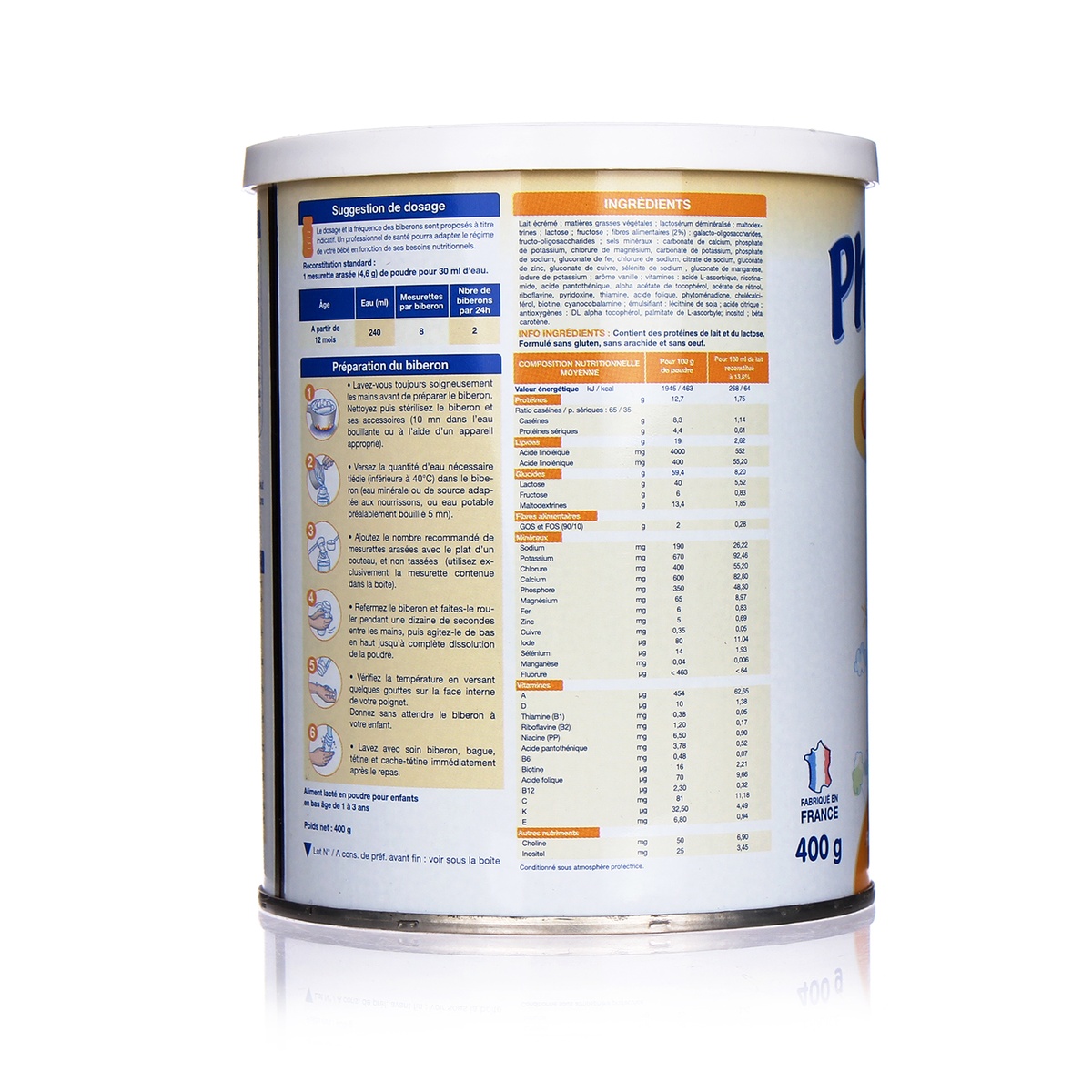 Sữa Physiolac số 3 400g (1 - 3 tuổi) - mặt phải