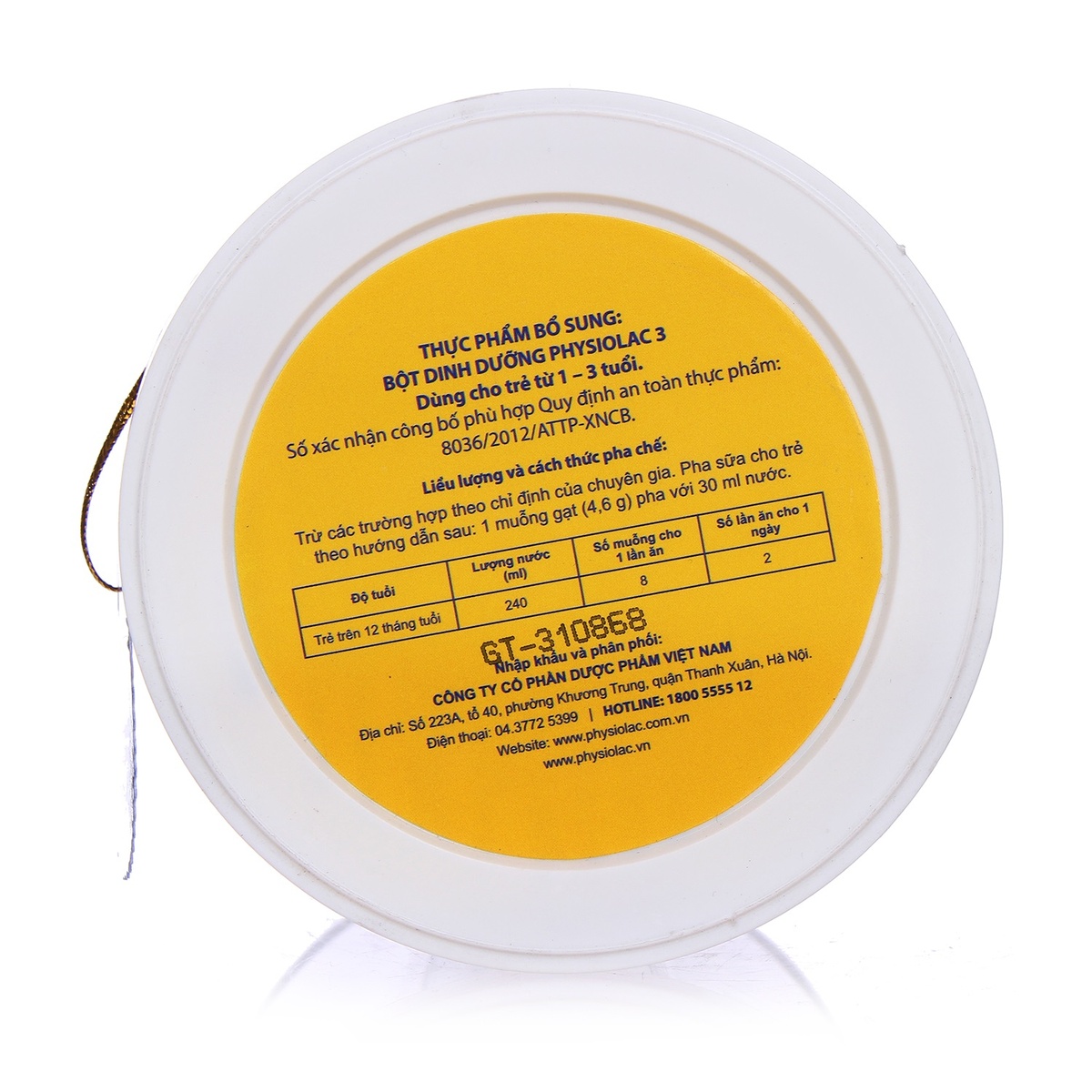 Sữa Physiolac số 3 400g (1 - 3 tuổi) - góc nghiêng