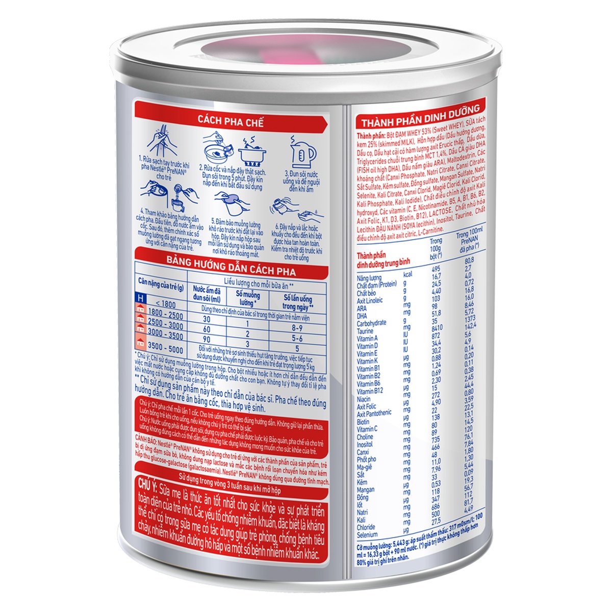 Sản phẩm dinh dưỡng Nestlé PreNAN Hà Lan 380g (> 0 tháng tuổi) - mặt phải