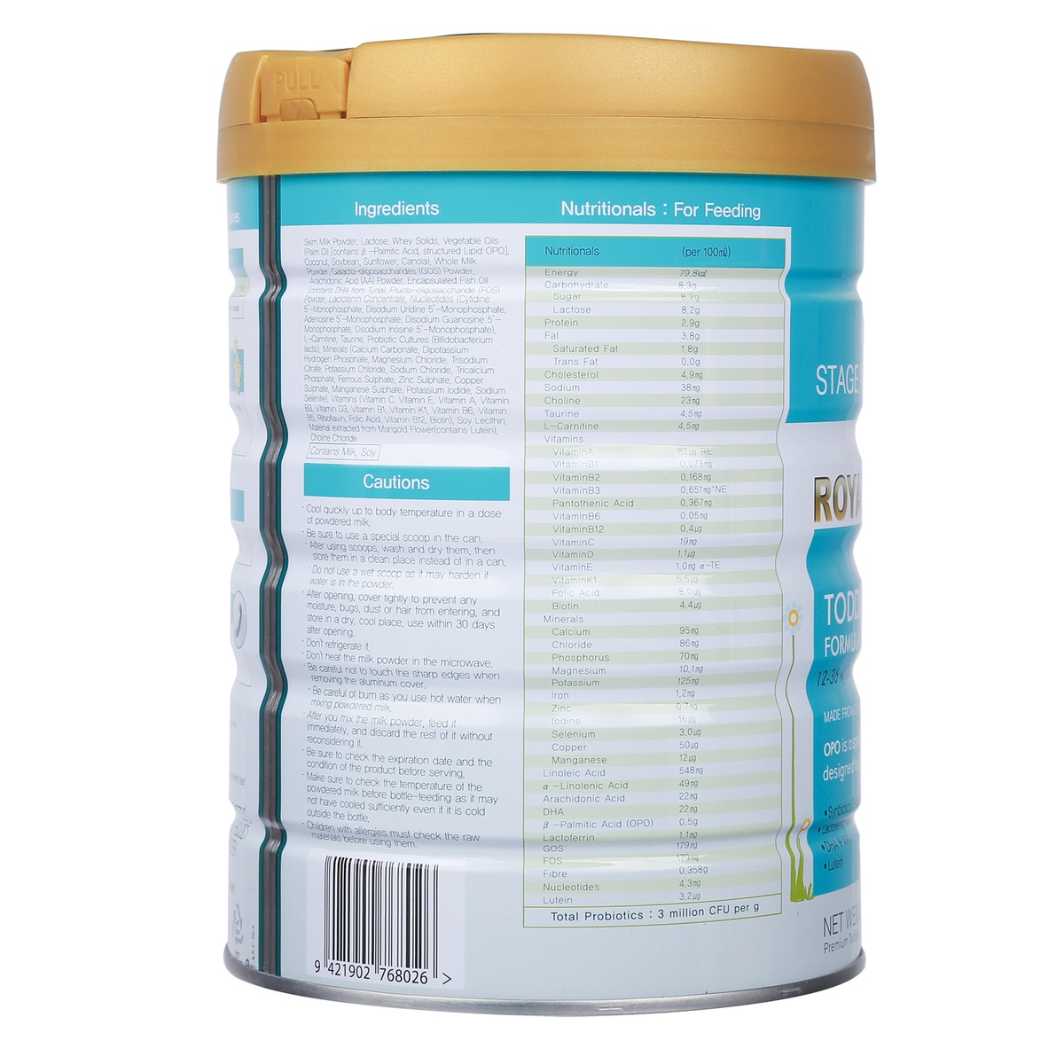 Sữa Purelac số 3 800g cho bé từ 1-3 tuổi của New Zealand - mặt phải