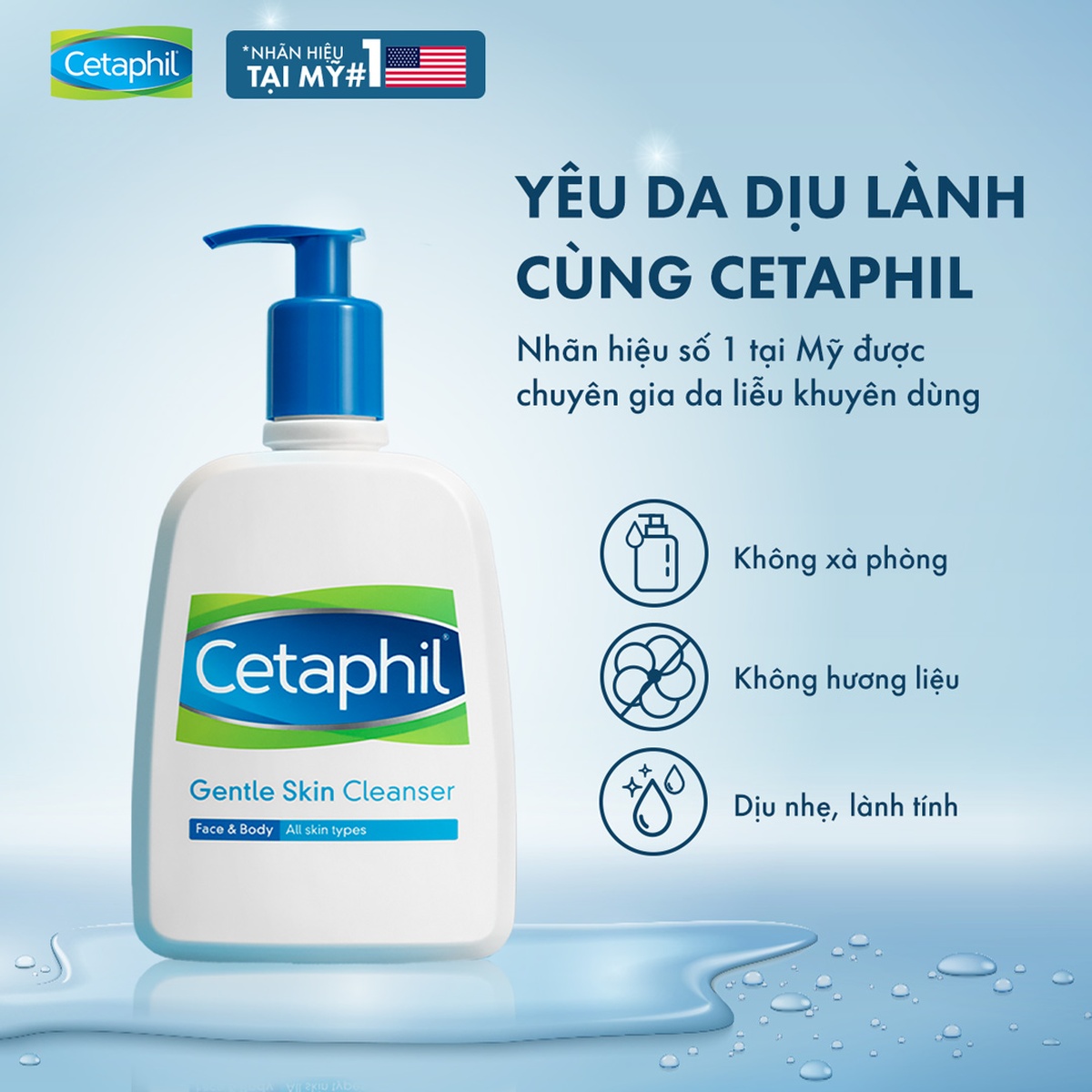 Sữa rửa mặt Cetaphil Gentle Skin Cleanser 500ml - mặt phải
