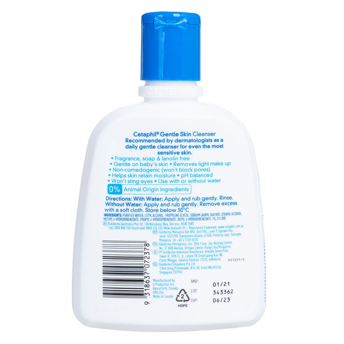 Sữa rửa mặt Cetaphil Gentle Skin Cleanser 125ml - mặt phải