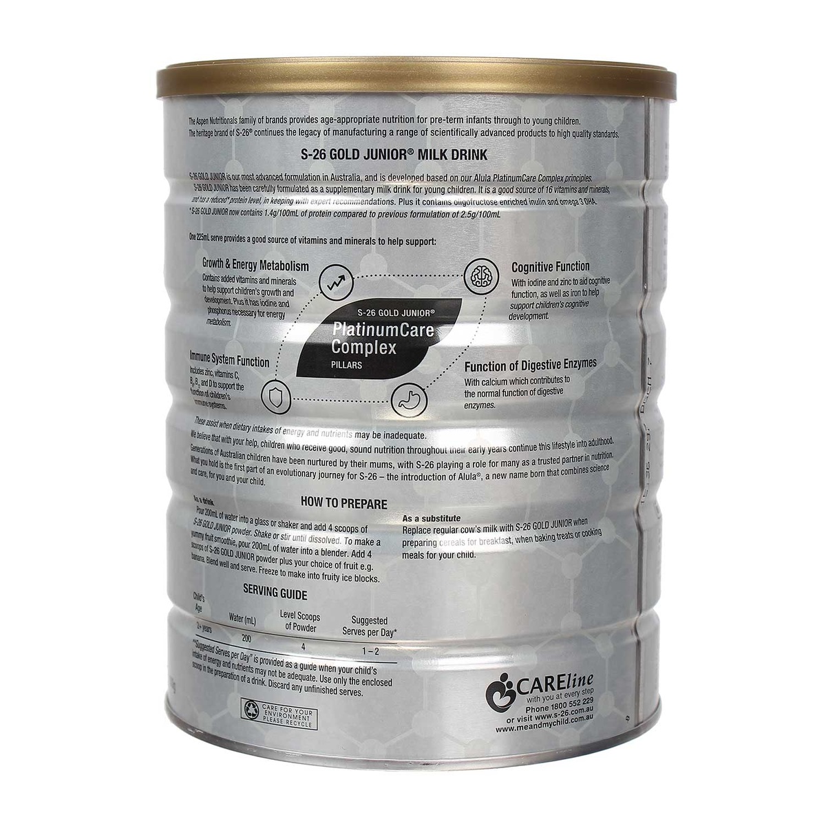 Sữa S26 Gold Junior số 4 (900g) - mặt sau