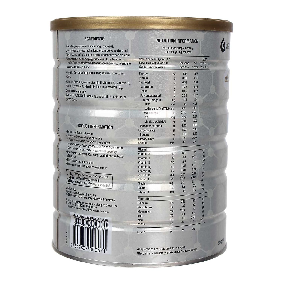 Sữa S26 Gold Junior số 4 (900g) - mặt phải