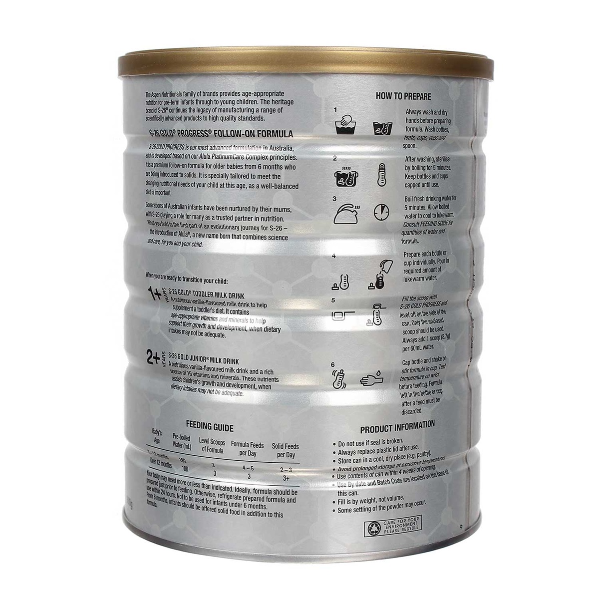 Sữa bột S26 số 2 Gold Progress 900g cho bé 6M-12M - mặt sau