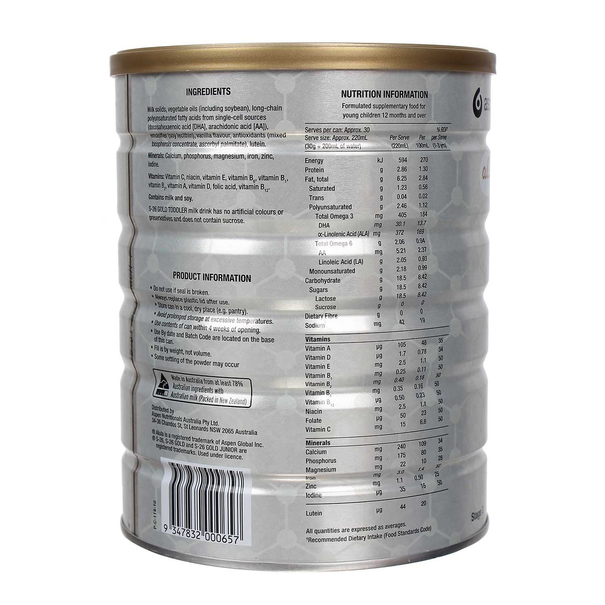 Sữa S26 số 3 Gold Toddled 900g (trên 1 tuổi) - mặt phải