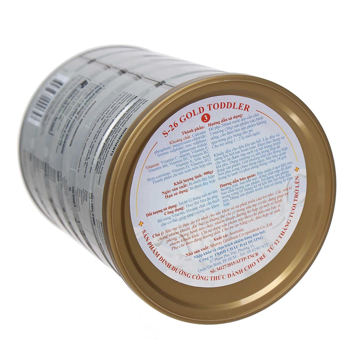 Sữa S26 số 3 Gold Toddled 900g (trên 1 tuổi) - góc nghiêng
