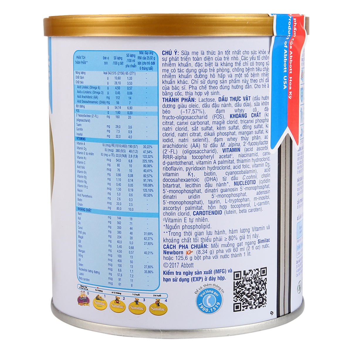 Sữa Similac số 1 Newborn 400g (0 - 6 tháng) - mặt phải