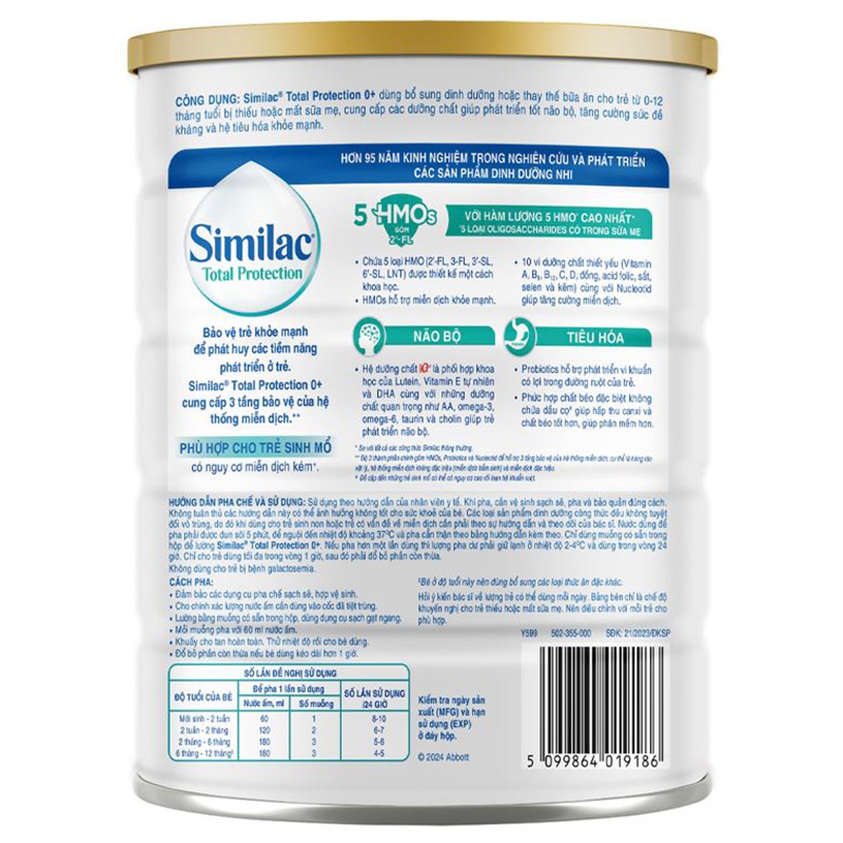 Sữa Similac Total Protection số 0+ 850g (cho bé 0-12 tháng tuổi) - mặt phải