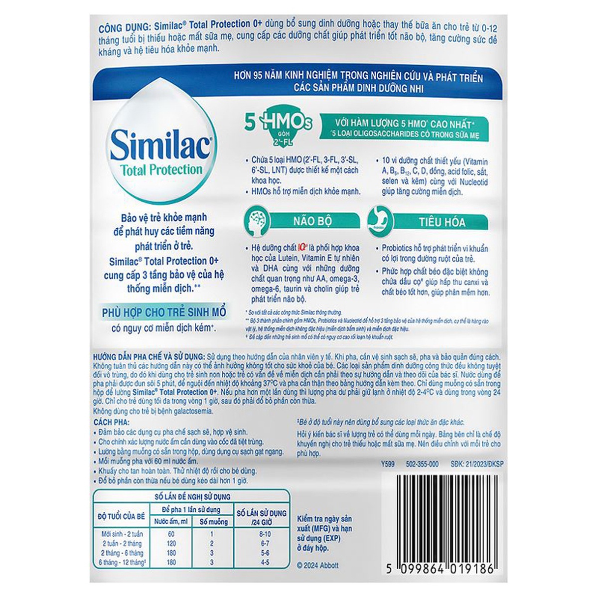Sữa Similac Total Protection số 0+ 850g (cho bé 0-12 tháng tuổi) - góc nghiêng