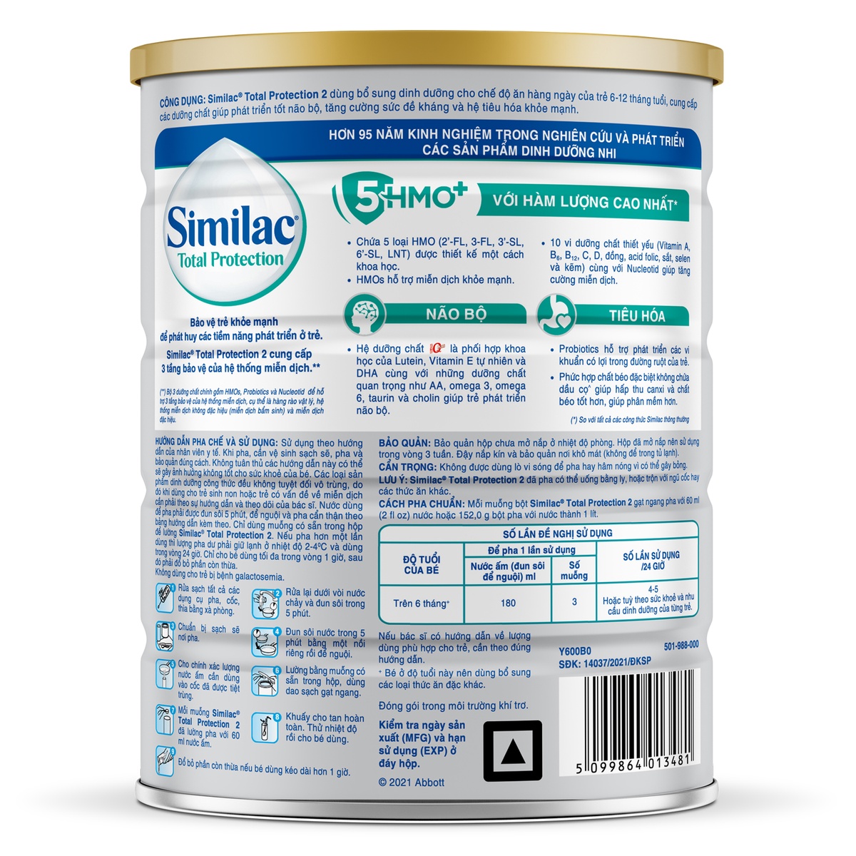 Sữa Similac Total Protection số 2 900g (cho bé 6-12 tháng tuổi) - mặt phải