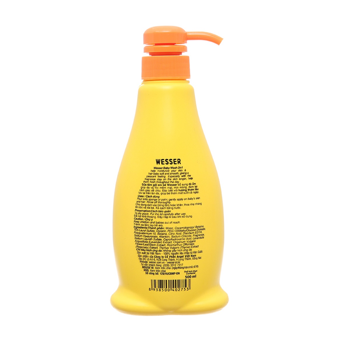 Sữa tắm gội Powder Wesser 500ml  - mặt trái