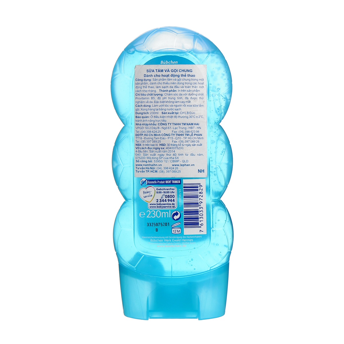 Sữa tắm gội thể thao Bubchen - mặt phải