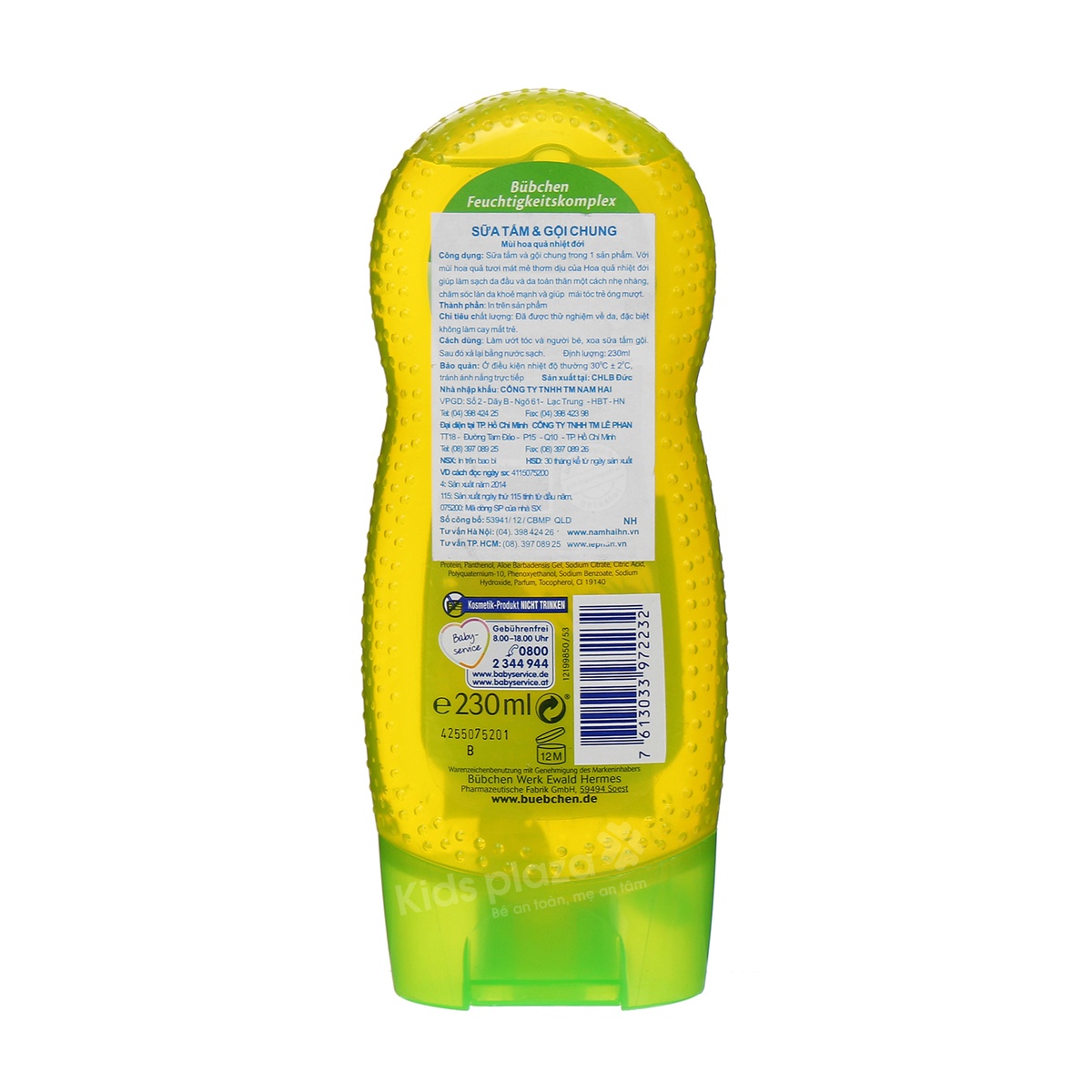 Sữa tắm gội cho bé Bubchen 230ml  - mặt sau